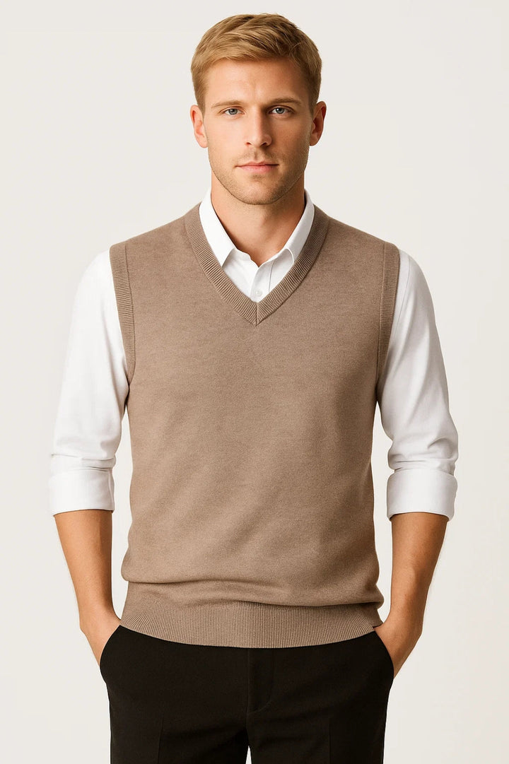 Men's Classic V-Neck Sweater Vest - All-Season Comfortable Fit
