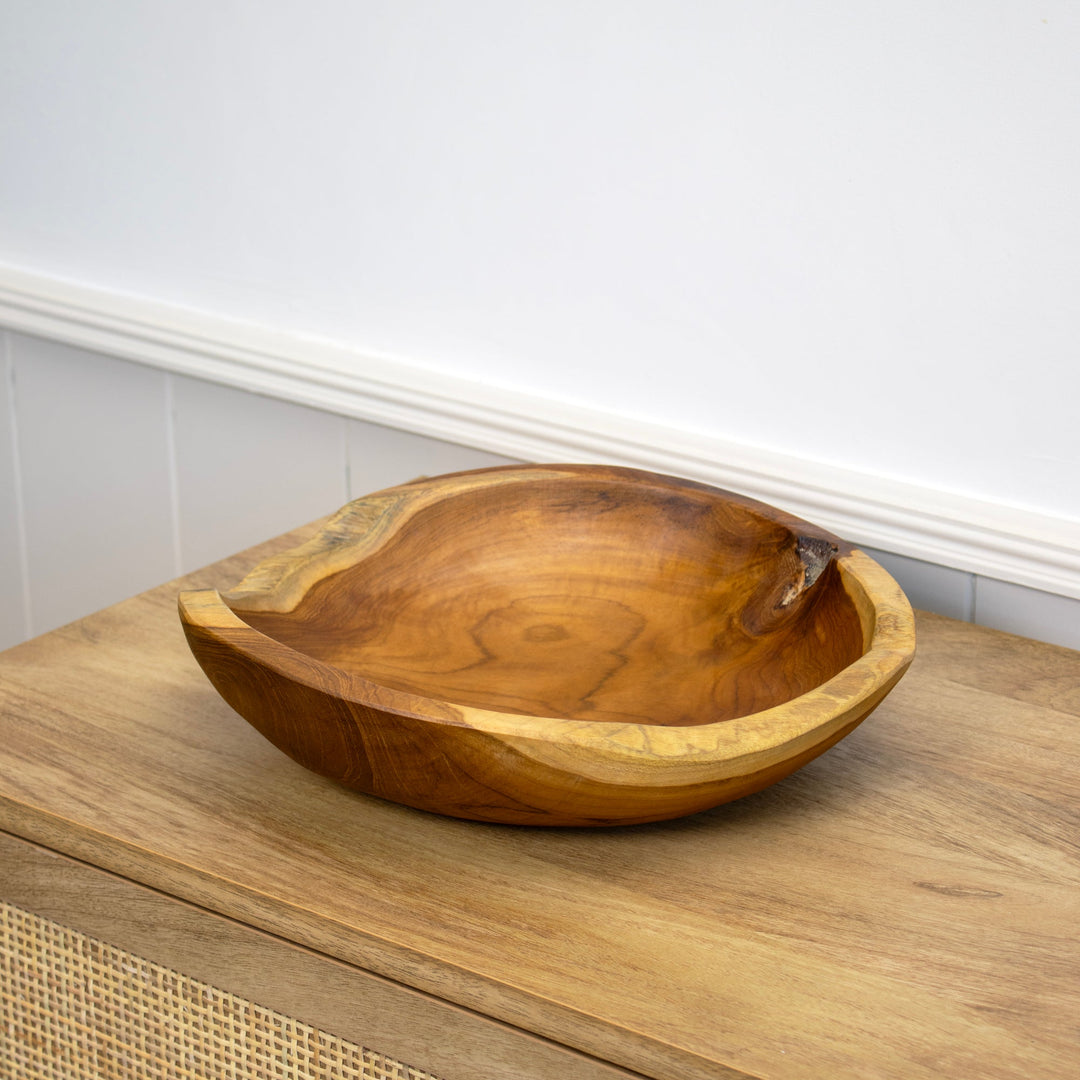 Rustic Teak Wood Table Bowl