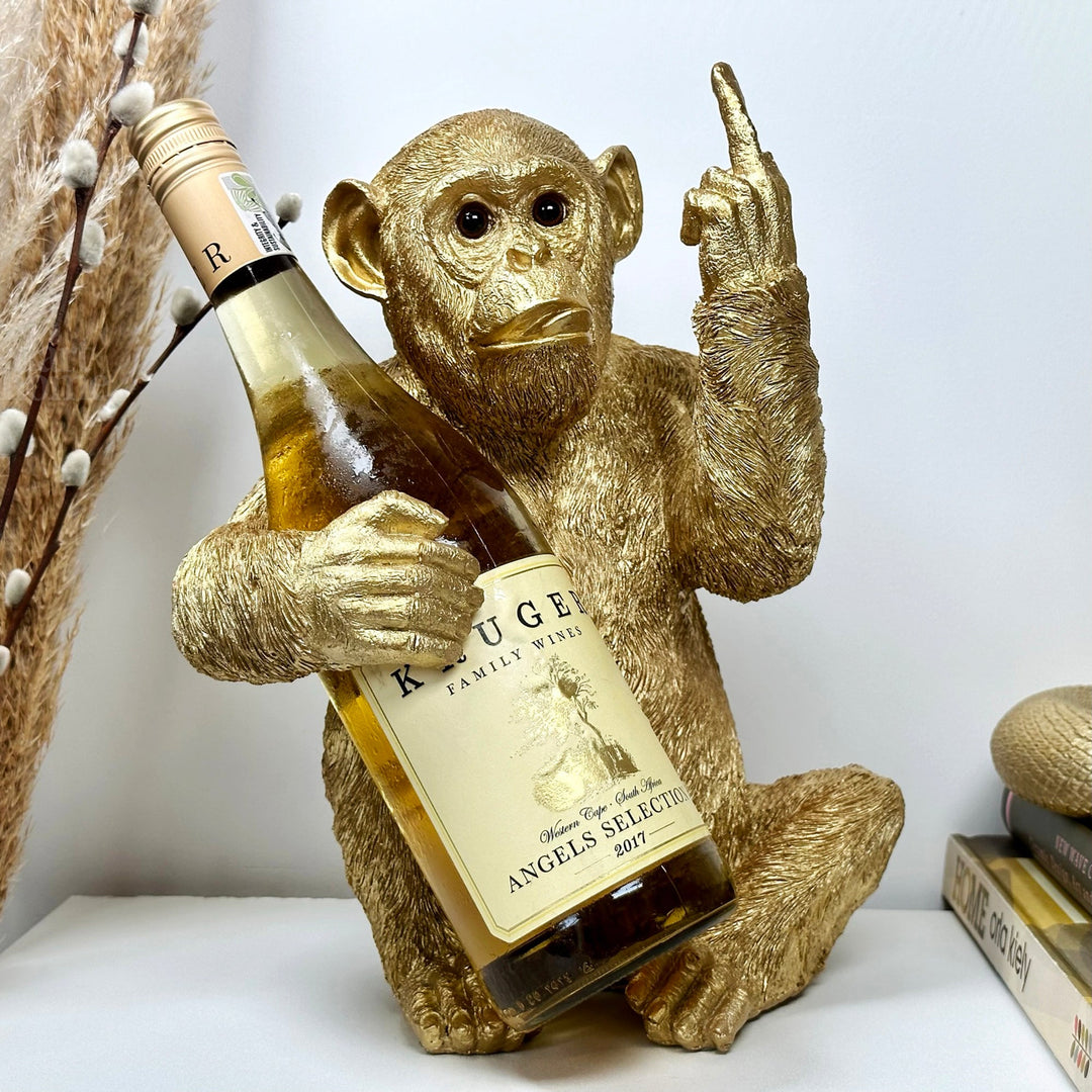 Gold Up Yours Monkey Wine Bottle Holder