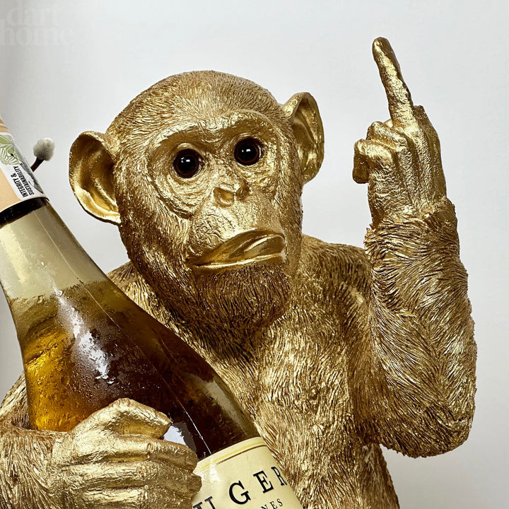 Gold Up Yours Monkey Wine Bottle Holder