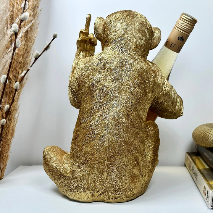 Gold Up Yours Monkey Wine Bottle Holder