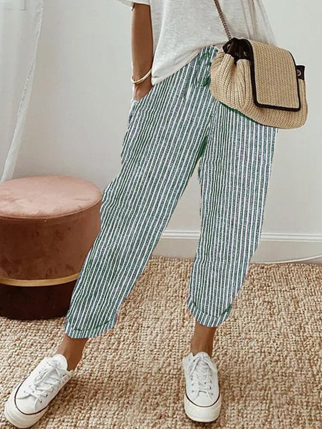 Women's Linen Pants with Elastic Waist