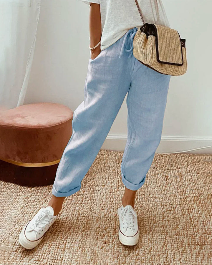 Women's Linen Pants with Elastic Waist