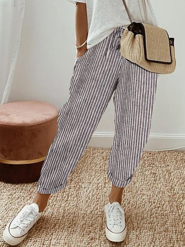 Women's Linen Pants with Elastic Waist