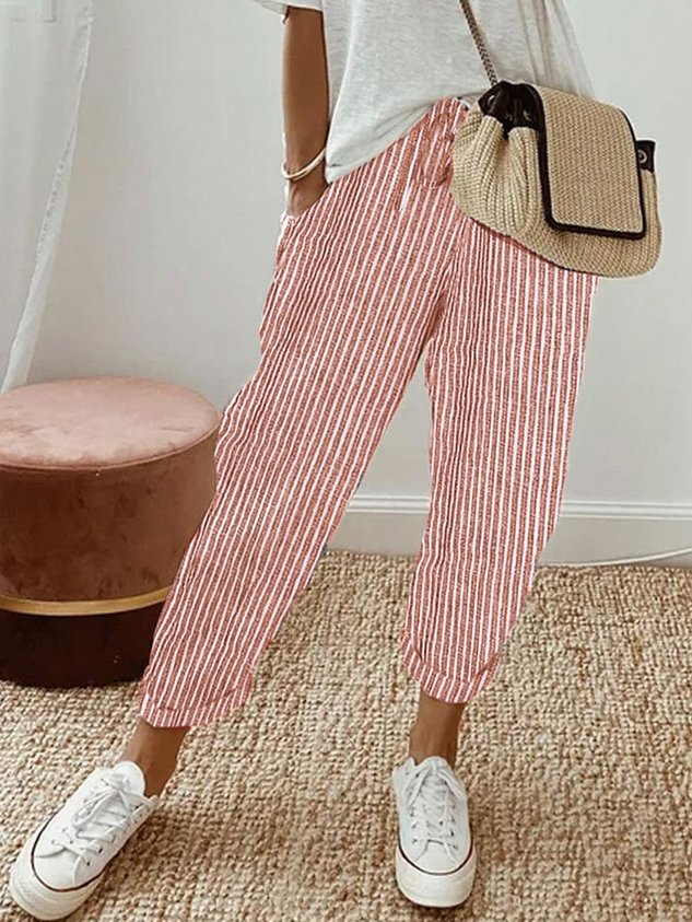 Women's Linen Pants with Elastic Waist