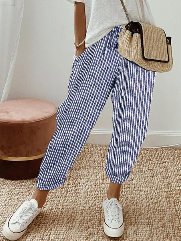 Women's Linen Pants with Elastic Waist