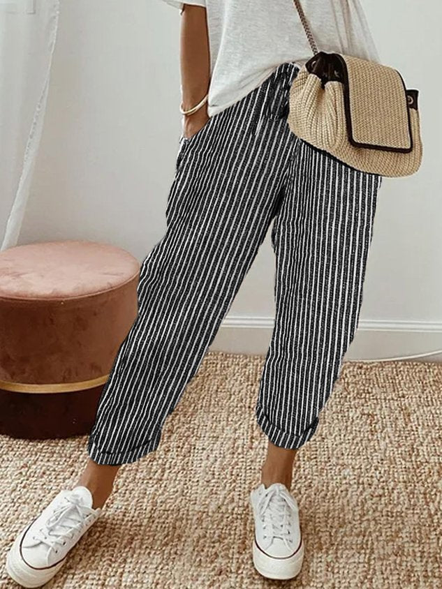 Women's Linen Pants with Elastic Waist