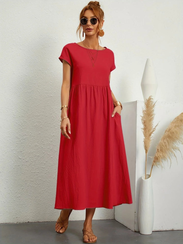 Women Elegant Short Sleeve Dress | Maxi