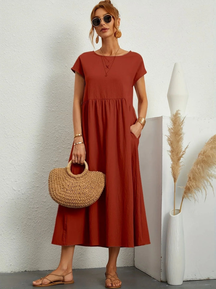 Women Elegant Short Sleeve Dress | Maxi