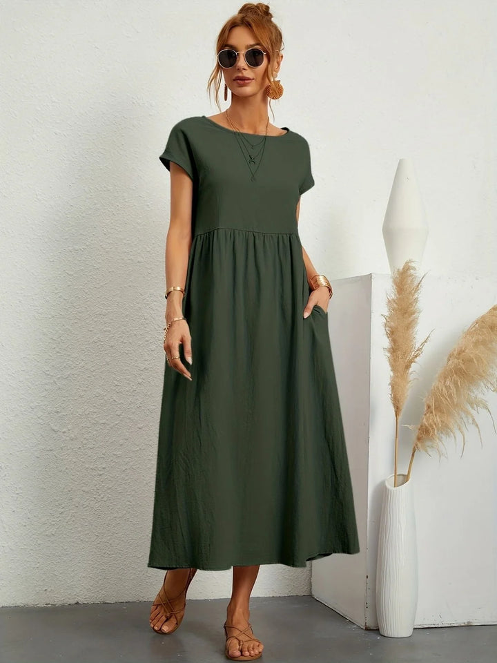 Women Elegant Short Sleeve Dress | Maxi