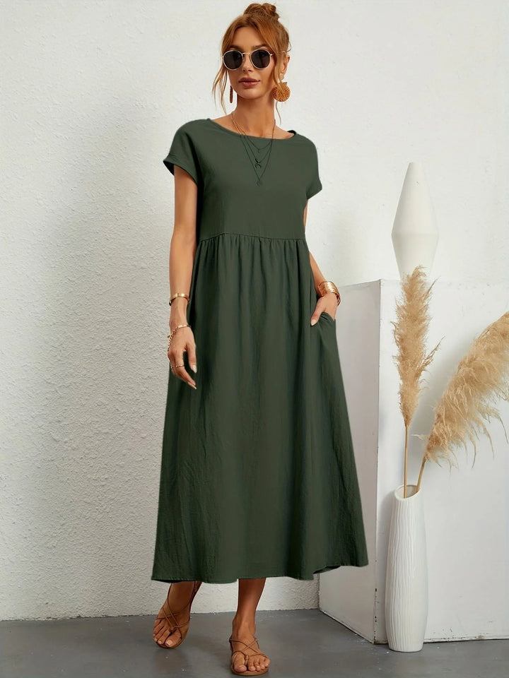 Women Elegant Short Sleeve Dress | Maxi