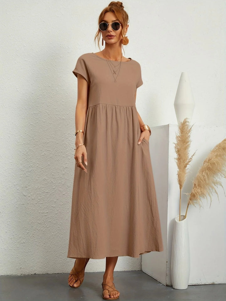 Women Elegant Short Sleeve Dress | Maxi