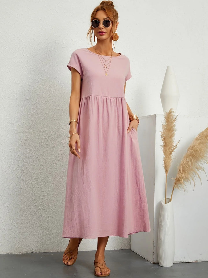 Women Elegant Short Sleeve Dress | Maxi
