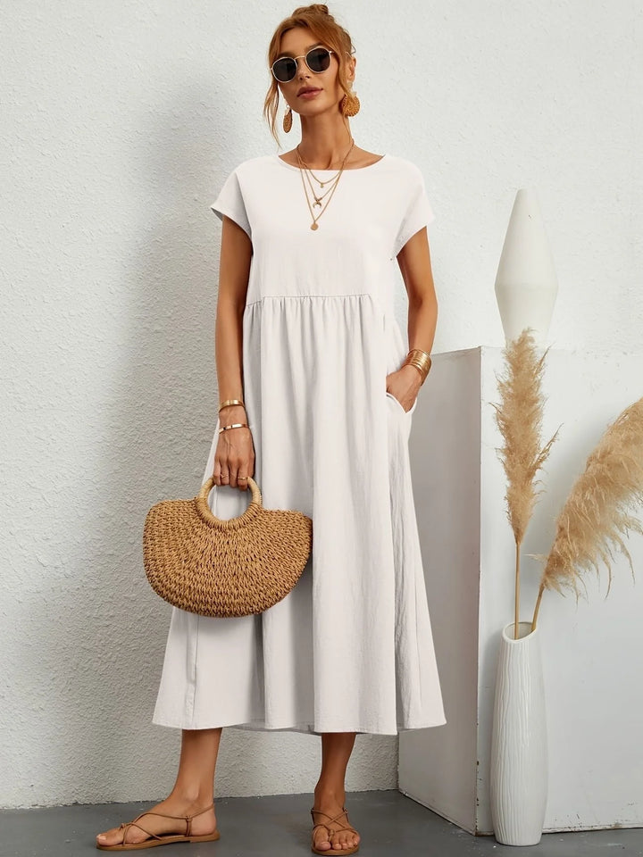 Women Elegant Short Sleeve Dress | Maxi