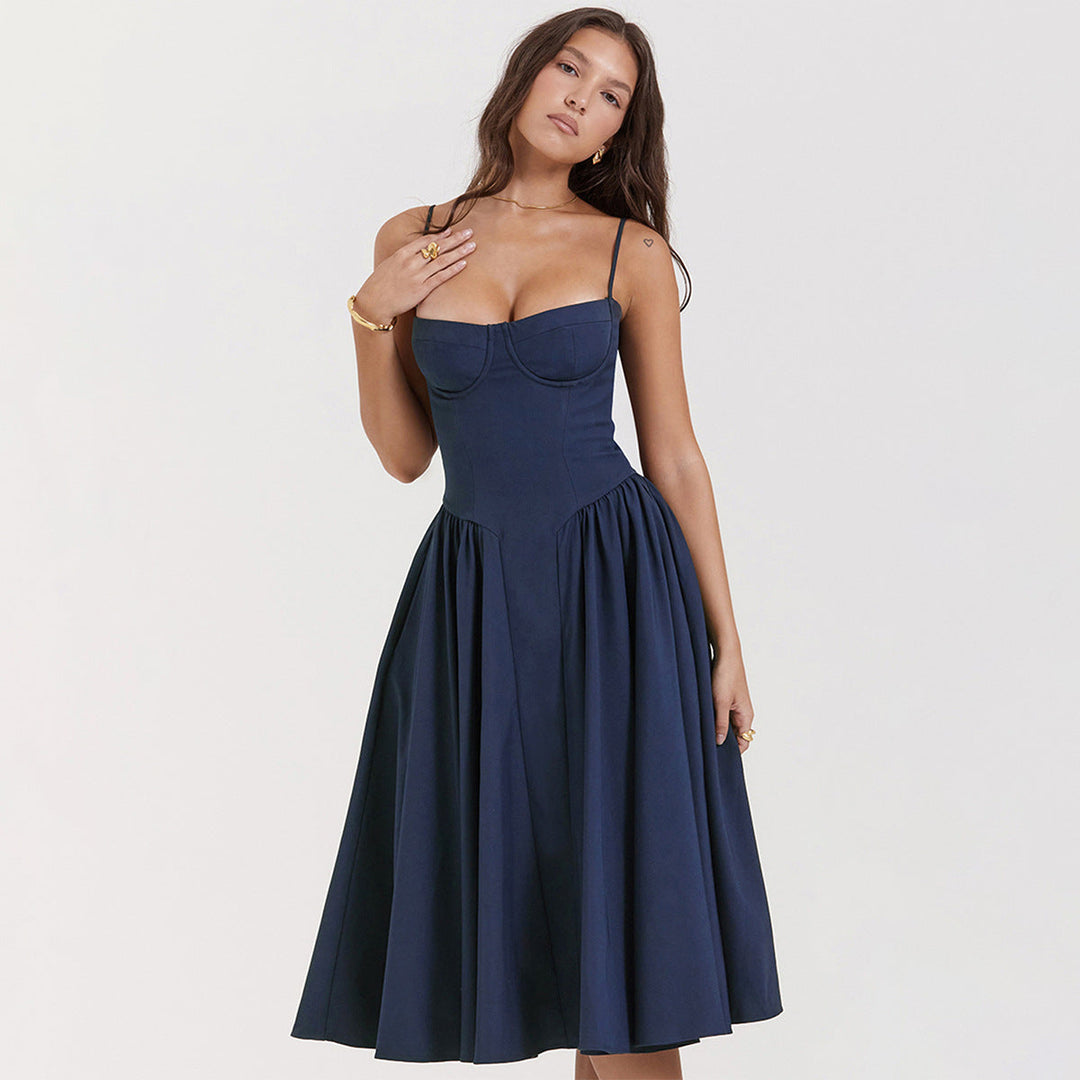 Corset Adjustable Spaghetti Strap Midi Dress