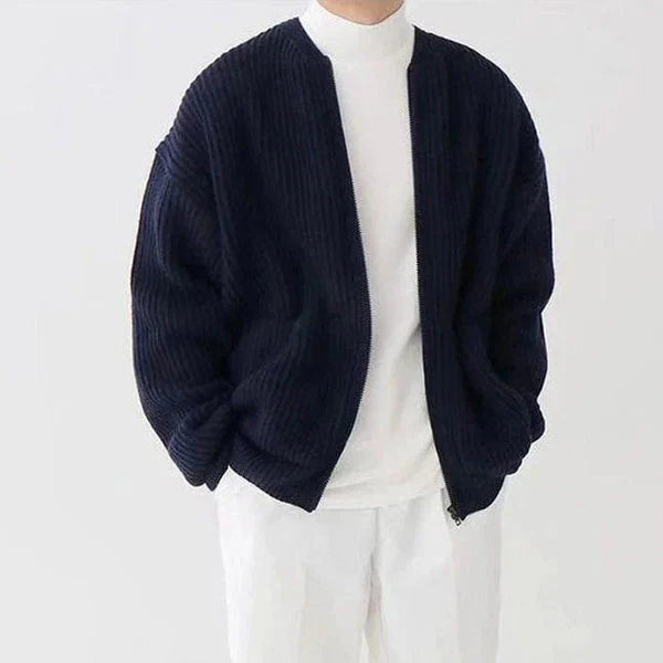 Men's Full-Zip Sweater with Comfortable Fit for Autumn