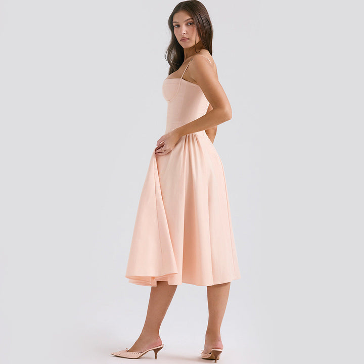 Corset Adjustable Spaghetti Strap Midi Dress