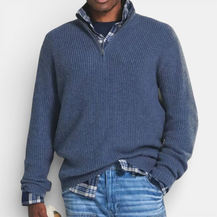Men’s Timeless Half Zip Knit Sweater Classic Elegance