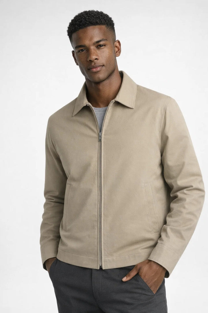 Men's Transitional Jacket - Sleek Jacket with Classic Collar and Zipper