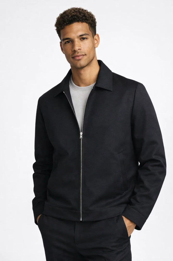 Men's Transitional Jacket - Sleek Jacket with Classic Collar and Zipper