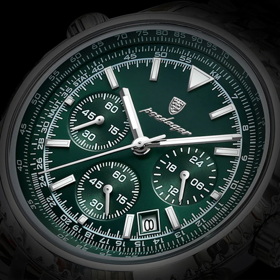 Men’s Quartz Watch Stainless Steel Emerald Dial