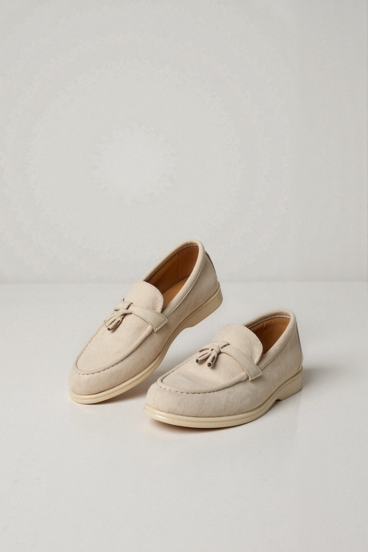 Men's Vegan Suede Loafers Decorative Tassels Slip-On Shoes