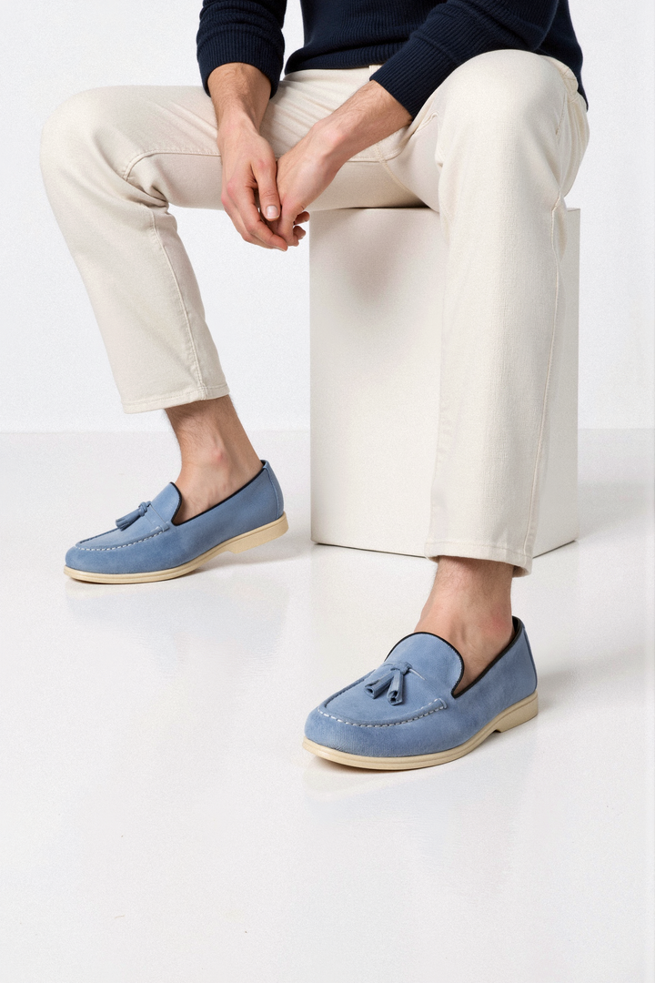 Men's Vegan Suede Loafers Decorative Tassels Slip-On Shoes