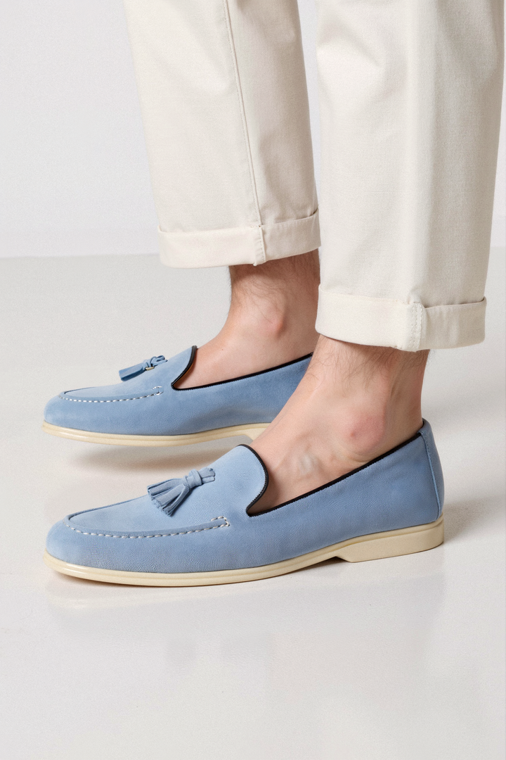 Men's Vegan Suede Loafers Decorative Tassels Slip-On Shoes