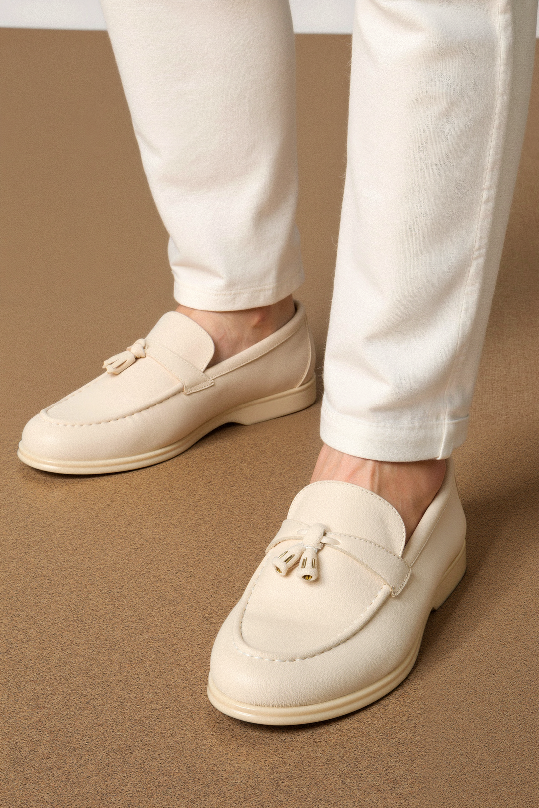Men's Vegan Suede Loafers Decorative Tassels Slip-On Shoes