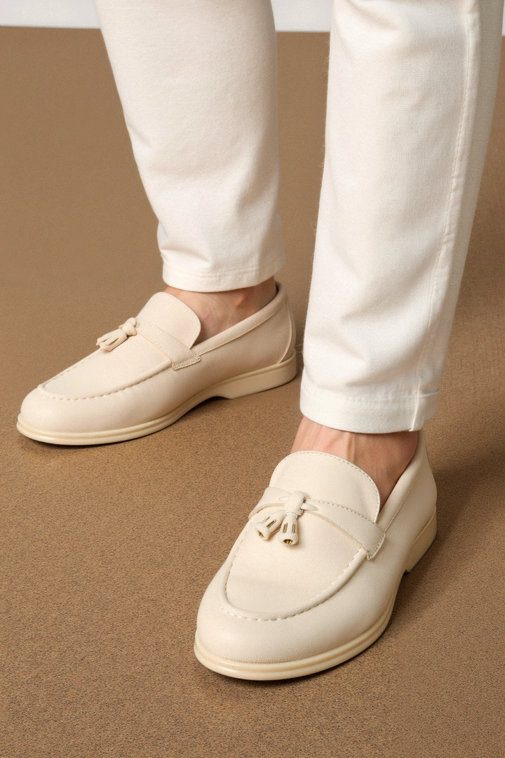 Men's Vegan Suede Loafers Decorative Tassels Slip-On Shoes