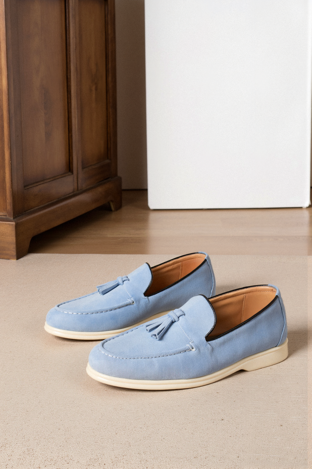 Men's Vegan Suede Loafers Decorative Tassels Slip-On Shoes