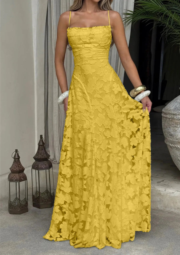 Elegant Evening Maxi Dress with Spaghetti Straps