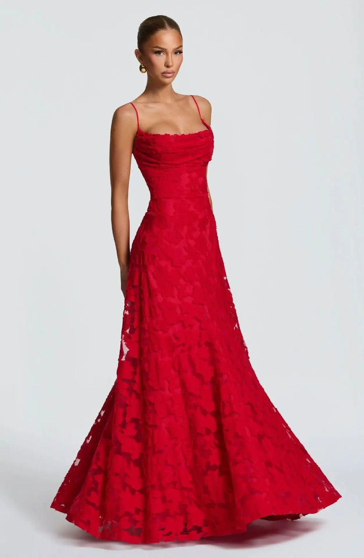 Elegant Evening Maxi Dress with Spaghetti Straps