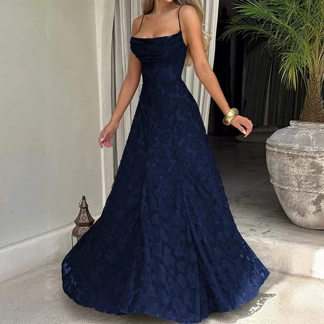 Elegant Evening Maxi Dress with Spaghetti Straps