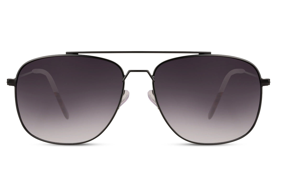 Men's Eco-Friendly Aviator Sunglasses Silver Frame Black Lenses