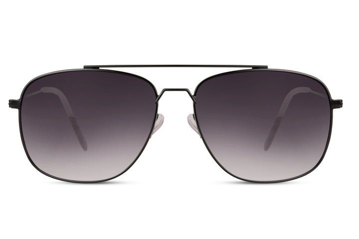 Men's Eco-Friendly Aviator Sunglasses Silver Frame Black Lenses