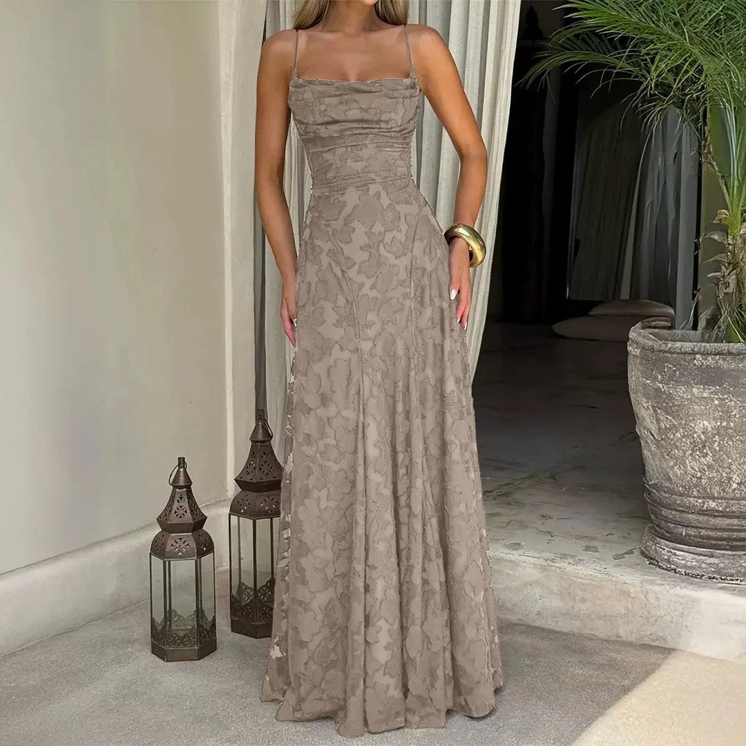 Elegant Evening Maxi Dress with Spaghetti Straps