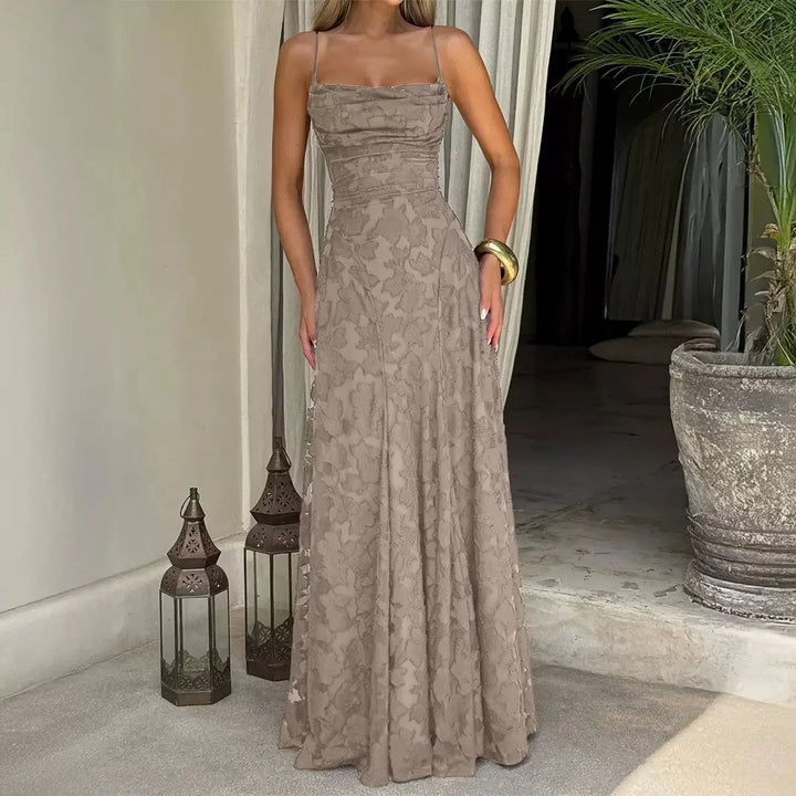 Elegant Evening Maxi Dress with Spaghetti Straps