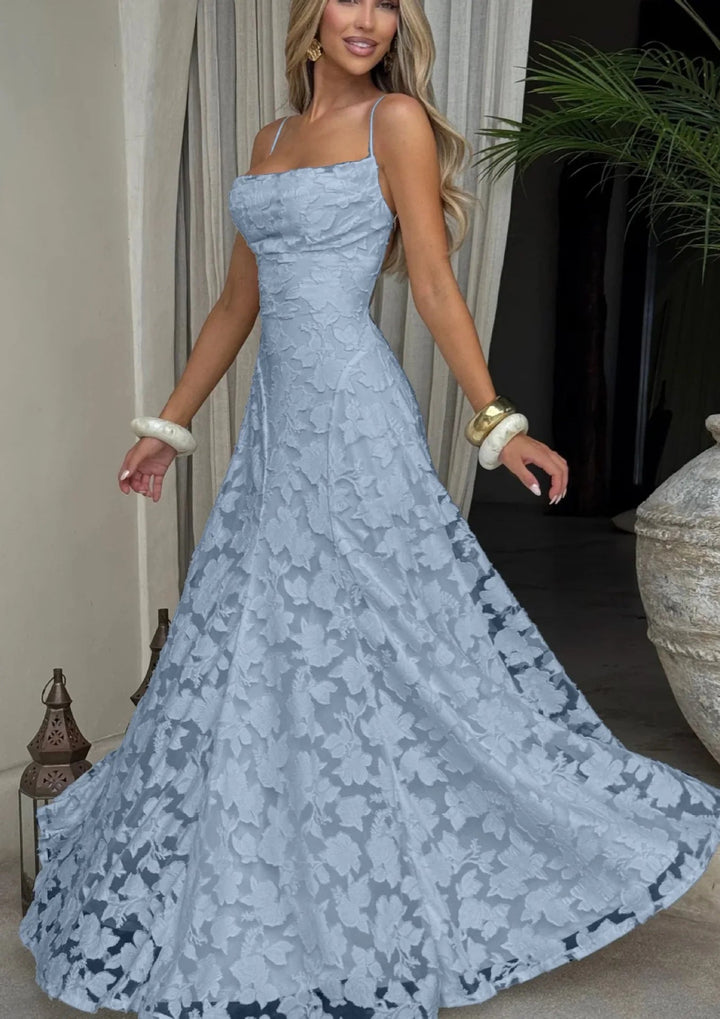 Elegant Evening Maxi Dress with Spaghetti Straps