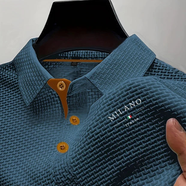Men's Textured Polo Shirt | Regular Fit Knit Polo Top | Breathable Short Sleeve Shirt | Smart Casual Everyday Wear