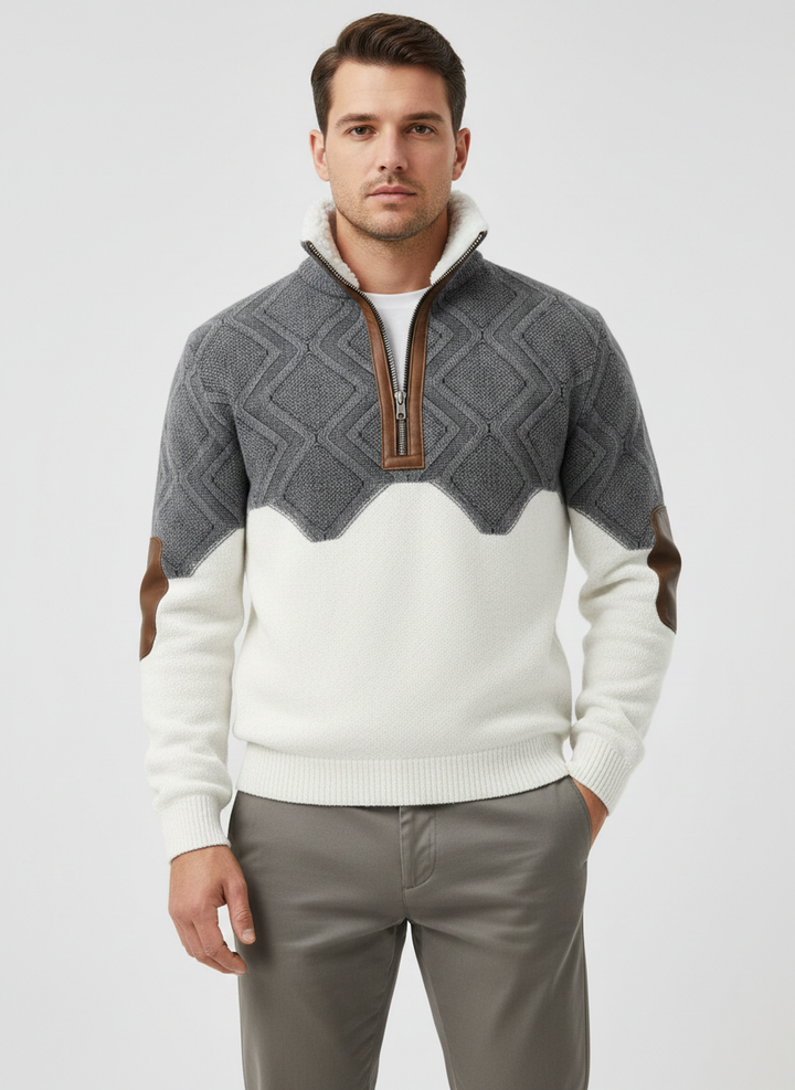 Men’s Knit Sweater Sherpa Collar Warmth Classic Style