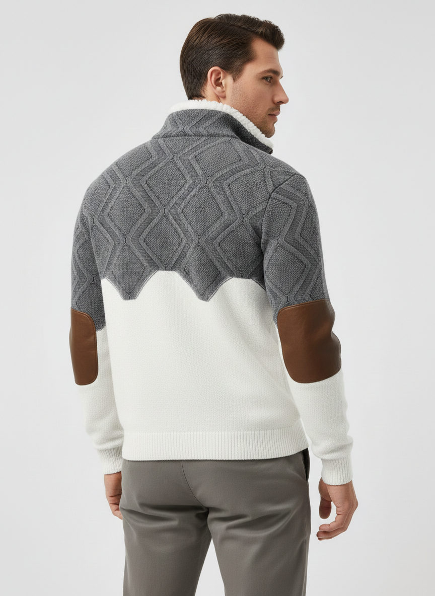 Men’s Knit Sweater Sherpa Collar Warmth Classic Style