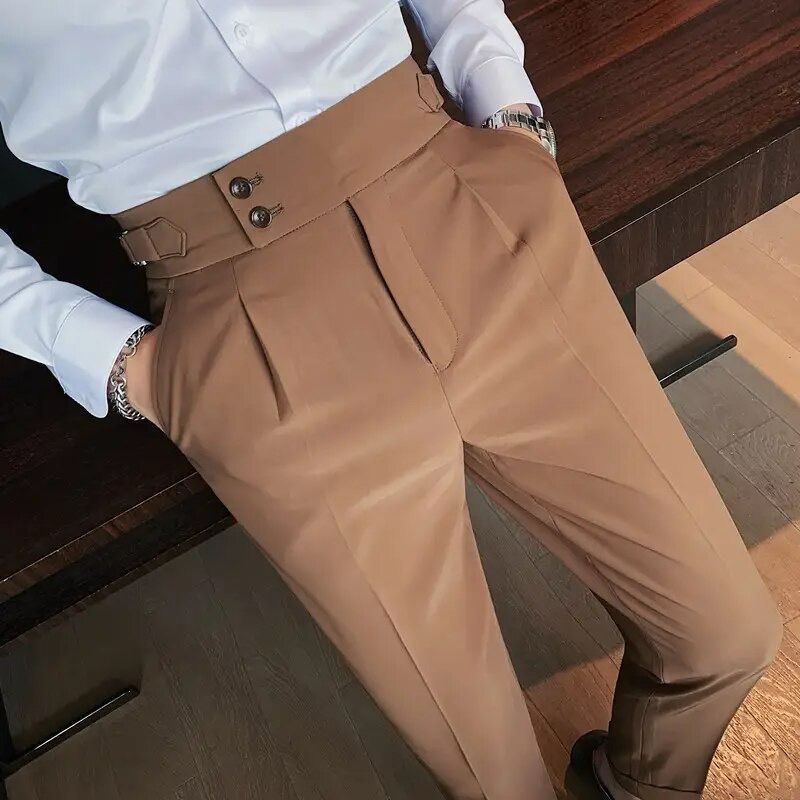 Men's Comfortable Dress Pants Relaxed Fit Flexible Trousers