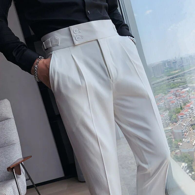 Men's Comfortable Dress Pants Relaxed Fit Flexible Trousers