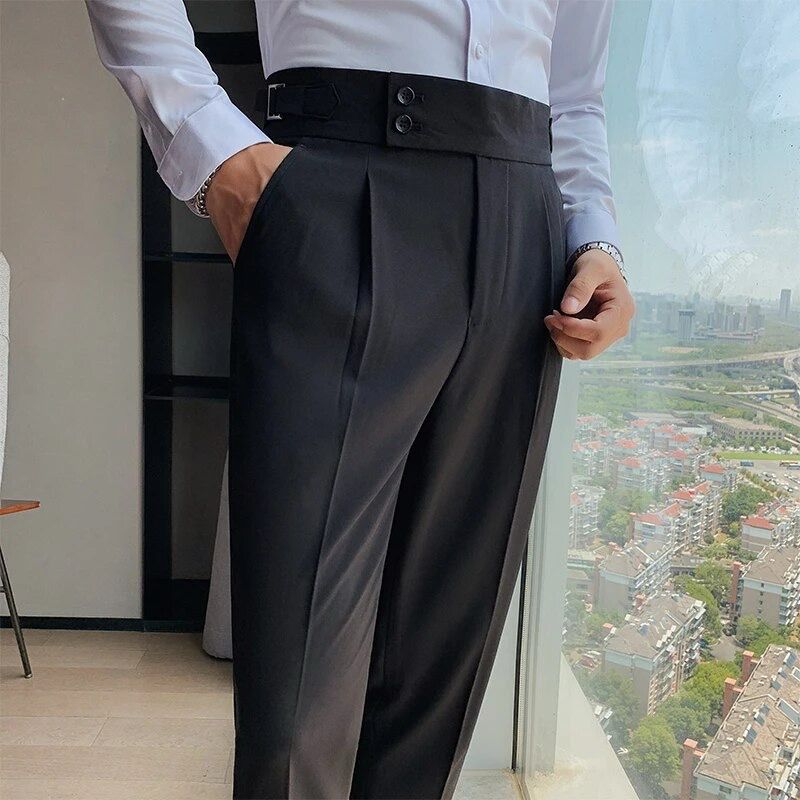Men's Comfortable Dress Pants Relaxed Fit Flexible Trousers