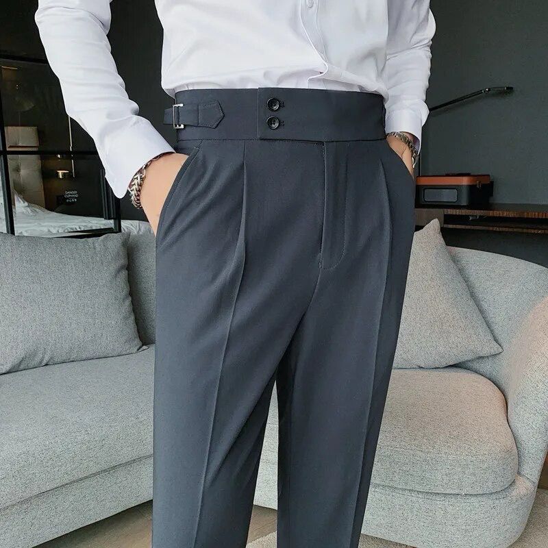 Men's Comfortable Dress Pants Relaxed Fit Flexible Trousers