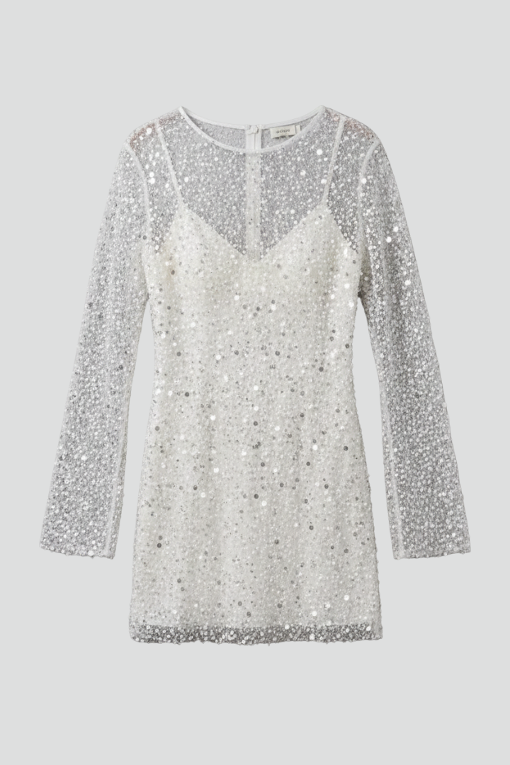 Women's Mini Dress with Mesh Overlay and Sleeveless Underlayer