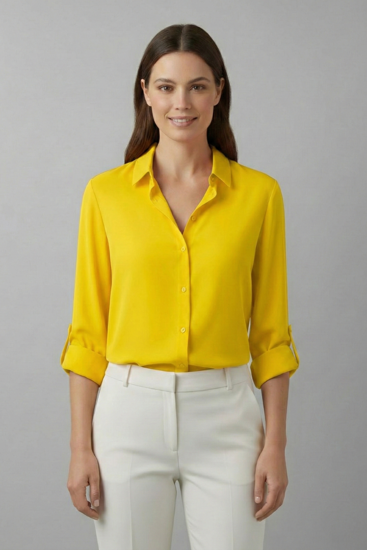 Women's Blouse with Collar and Button Fastening