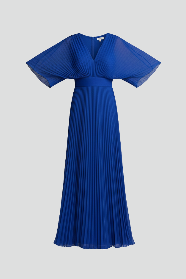 Women’s V-Neck Pleated Maxi Dress