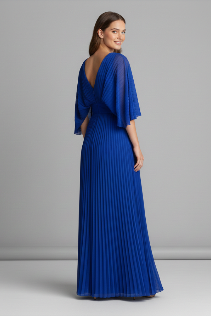 Women’s V-Neck Pleated Maxi Dress